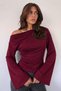 Women's Draped Boat Neck Spanish Sleeve Blouse - Lycra Stretch Single Jersey Fabric
