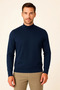 Men's Half Turtleneck Knitwear Sweater Soft Textured Cotton Fine Weave, Long Sleeve Comfortable Regular Fit - L