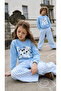 Unisex Top Cat Printed Sweatshirt with Striped Bottoms 3 Thread Fabric Bottom Top Tracksuit Set