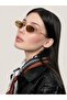 Unisex Oval Sunglasses Gold Color Frame Beige Glass Noble C7 - 4
