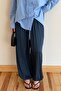 Navy Blue Satin Textured Shalwar Trousers - 261051 - 2