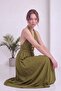 Women's Backless Halter Neck Maxi Dress Khaki, Navy Blue, Black - 6