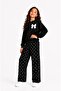 Bow Stone Detailed Polka Dot Girls' Set 32458 - 4