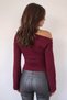 Women's Draped Boat Neck Spanish Sleeve Blouse - Lycra Stretch Single Jersey Fabric - 3