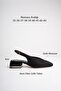 Women's Black Suede 4 cm Thick Short Heeled Open Back Shoes with Gold Detail - 2