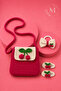 Cherry Design Fuchsia Hand Knitted Children's Bag and Hair Accessory Set - 3