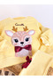 Girl's Deer Embroidered Top with Ribbon Detail, 3-Thread Fabric Bottom and Top Set - 4