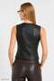 Women's Lined Buttoned Slimfit Leather Vest 6799 - 4
