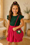 Strawberry Design Red Hand Knitted Children's Bag and Hair Accessory Set