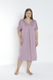 Women's Plus Size Patterned V-Neck Short Sleeve Viscose Nightgown /Brown-Pink 12167 - 4