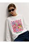 White the Picnic Printed Long Sleeve T-Shirt Suitable for Hijab