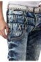 Men's Regular Fit Design Waist Detailed Washed Denim Jean Trousers Cd910 - 5