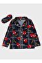 Boy's Cotton Navy Blue Suede Fabric Cute Character Patterned Shirt Collar Buttoned Winter Pajama Set - 3