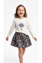 Girl's Floral Patterned Jacquard Fabric Elastic Waist Shorts Skirt