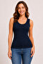 Women's Navy Blue Body Cotton Lycra Fabric Athlete Sleeve Blouse