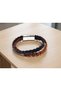 Dominique Duo Braided Leather Men's Bracelet Silver Color Magnetic Clip Design - 3