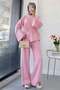 Premium Asymmetrical Cut Double Face Suit - Pink - 2
