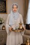 Crocodile Knot Combed Cotton Shawl - Light Gray - 2