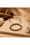 Cream Marble Pattern and Brown Cube Bead Adjustable Bracelet - 2