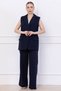 Belted Vest Suit Navy Blue Hm2749 - 4