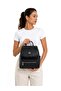 Viatox Vs 1449 Women's Synthetic Leather, Multi-Compartment, Zippered, Stylish and Convenient Backpack Drop Black