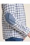 Senior Boys Blue And White Check Flannel Shirt With Elbow Patches - 4
