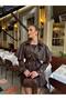 Women's Leather Cape Short Trench Coat Double-Breasted Belted Jacket