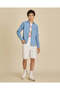 Senior Boys Light Wash Denim Long Sleeve Shirt - 6