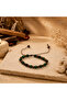 Dark Green Round and Brown Cube Beads Adjustable Bracelet - 2