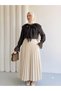 Lace-Up Detailed Crew Neck Shirt with Lace Detail and Flared Sleeves - 4