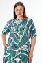 Women's Plus Size Patterned Pocketed Back Tie Buttoned Short Sleeve Dress - 5