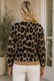 Women's Long Sleeve V-Neck Leopard Pattern Buttoned Casual Stylish Soft Brown Black Knitwear Cardigan - 3