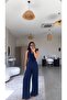 Navy Blue Crepe Fabric Tied Premium Jumpsuit - 2