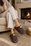Women'S, Suede Textured, Fur Lined, Embroidery Detailed, Warm, Soft Sole House Slippers - 8