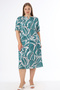 Women's Plus Size Patterned Pocketed Back Tie Buttoned Short Sleeve Dress - 4