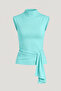 New Season Half Fishmesh Draped Bluz with Shawl Detail