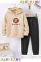 Spider Visual Printed Winter Children's Hooded Cotton Insulated Tracksuit Set (Bottom Tracksuit with Pockets)
