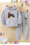 Gamer Console Printed Winter Children's Hooded Top and Bottom Cotton Tracksuit Set (Bottom with Pockets)