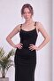 Women's Degaje Collar Strap Backless Midi Length Knitted Evening Dress Burgundy, Brown, Black - 2