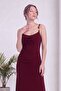Women's Degaje Collar Strap Backless Midi Length Knitted Evening Dress Burgundy, Brown, Black - 5