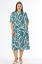 Women's Plus Size Patterned Pocketed Back Tie Buttoned Short Sleeve Dress