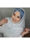 Crocodile Knot Combed Cotton Shawl - White Blue