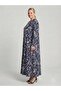 Plus Size Navy Blue White Botanical Floral Patterned Hijab Mother Dress Xl-4Xl - 2