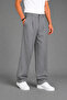 Men's Gray Modern Cut Pleated Wide Leg Fabric Trousers - 3