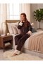 New Season Women's Velvet Crew Neck Plush Detailed Special Design Long Sleeve Pajama Set - 2