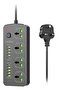 Extension Socket UK EU Plug 3000W with Surge Protection – Power Strip with Quick Charge USB Ports & Phone/Tablet Adapter - 2