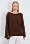 Openwork Sleeves Boat Neck Wide Sleeve Knitwear Sweater - 2