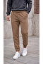 Men's Brown 3 Thread Jogger Sweatpants with Elastic Cuffs - 2