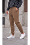 Men's Brown 3 Thread Jogger Sweatpants with Elastic Cuffs - 7