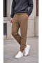 Men's Brown 3 Thread Jogger Sweatpants with Elastic Cuffs - 6